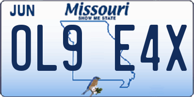 MO license plate OL9E4X