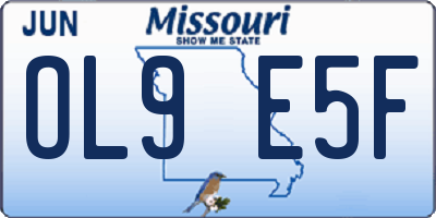 MO license plate OL9E5F