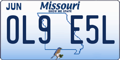 MO license plate OL9E5L