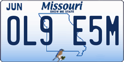 MO license plate OL9E5M