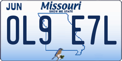 MO license plate OL9E7L