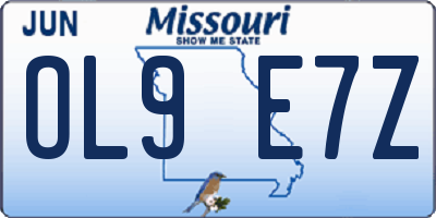 MO license plate OL9E7Z
