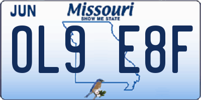 MO license plate OL9E8F