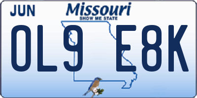MO license plate OL9E8K