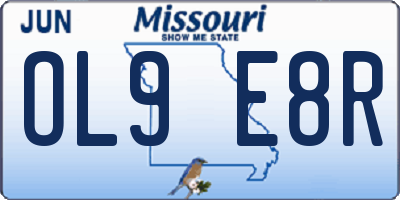 MO license plate OL9E8R