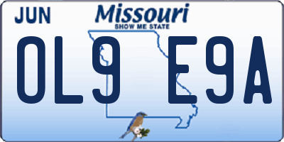 MO license plate OL9E9A