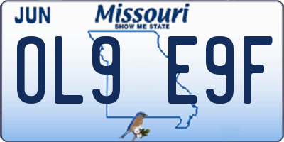 MO license plate OL9E9F