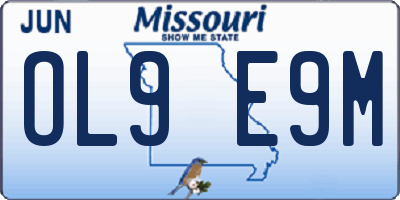 MO license plate OL9E9M
