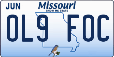 MO license plate OL9F0C