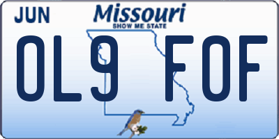 MO license plate OL9F0F