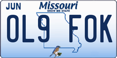 MO license plate OL9F0K