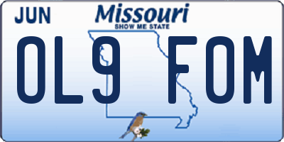 MO license plate OL9F0M