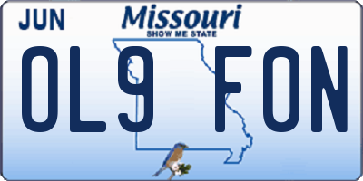 MO license plate OL9F0N