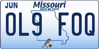 MO license plate OL9F0Q