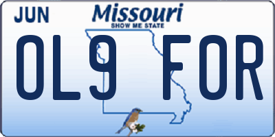 MO license plate OL9F0R