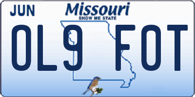 MO license plate OL9F0T