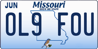 MO license plate OL9F0U