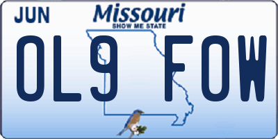 MO license plate OL9F0W