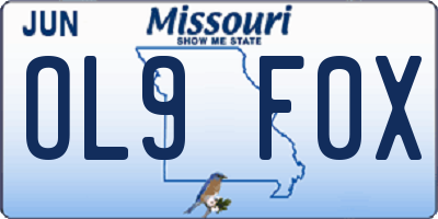 MO license plate OL9F0X