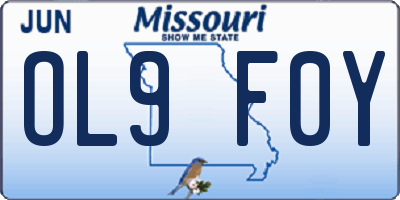 MO license plate OL9F0Y
