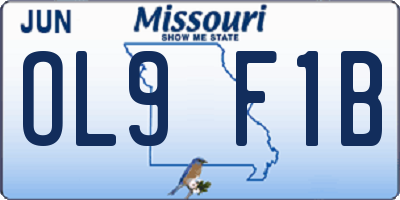 MO license plate OL9F1B