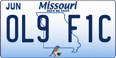 MO license plate OL9F1C
