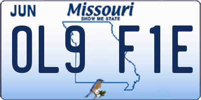 MO license plate OL9F1E
