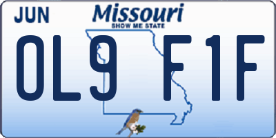 MO license plate OL9F1F