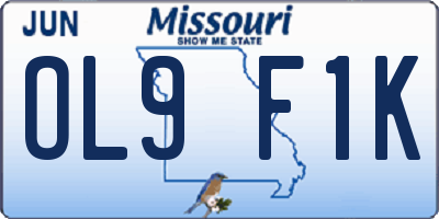 MO license plate OL9F1K
