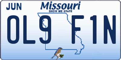 MO license plate OL9F1N