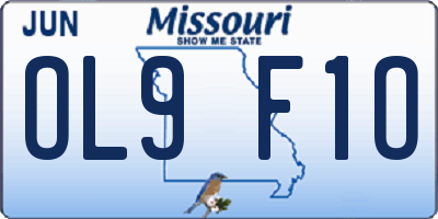 MO license plate OL9F1O