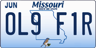 MO license plate OL9F1R