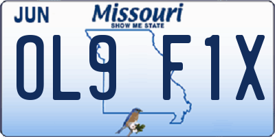 MO license plate OL9F1X