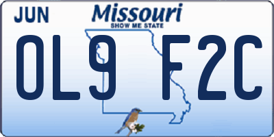 MO license plate OL9F2C