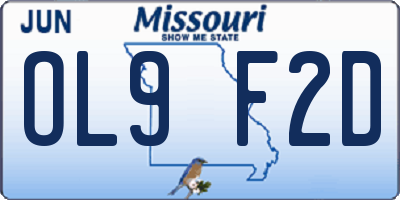 MO license plate OL9F2D