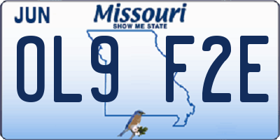 MO license plate OL9F2E