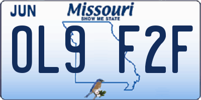 MO license plate OL9F2F