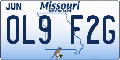 MO license plate OL9F2G