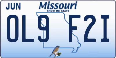 MO license plate OL9F2I