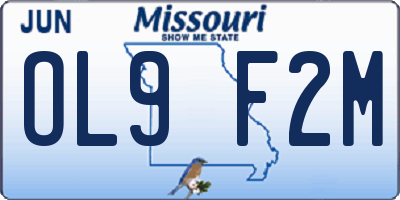 MO license plate OL9F2M