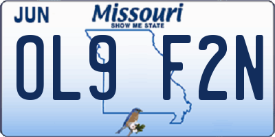 MO license plate OL9F2N