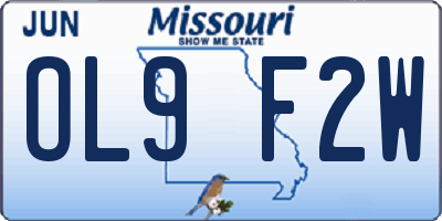 MO license plate OL9F2W