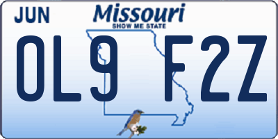 MO license plate OL9F2Z