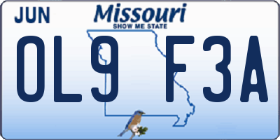 MO license plate OL9F3A