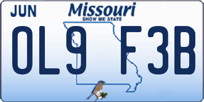 MO license plate OL9F3B