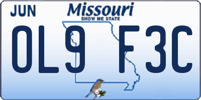 MO license plate OL9F3C