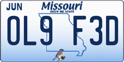 MO license plate OL9F3D