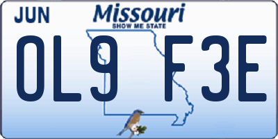 MO license plate OL9F3E
