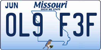 MO license plate OL9F3F