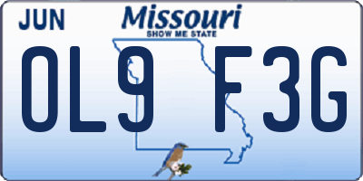 MO license plate OL9F3G